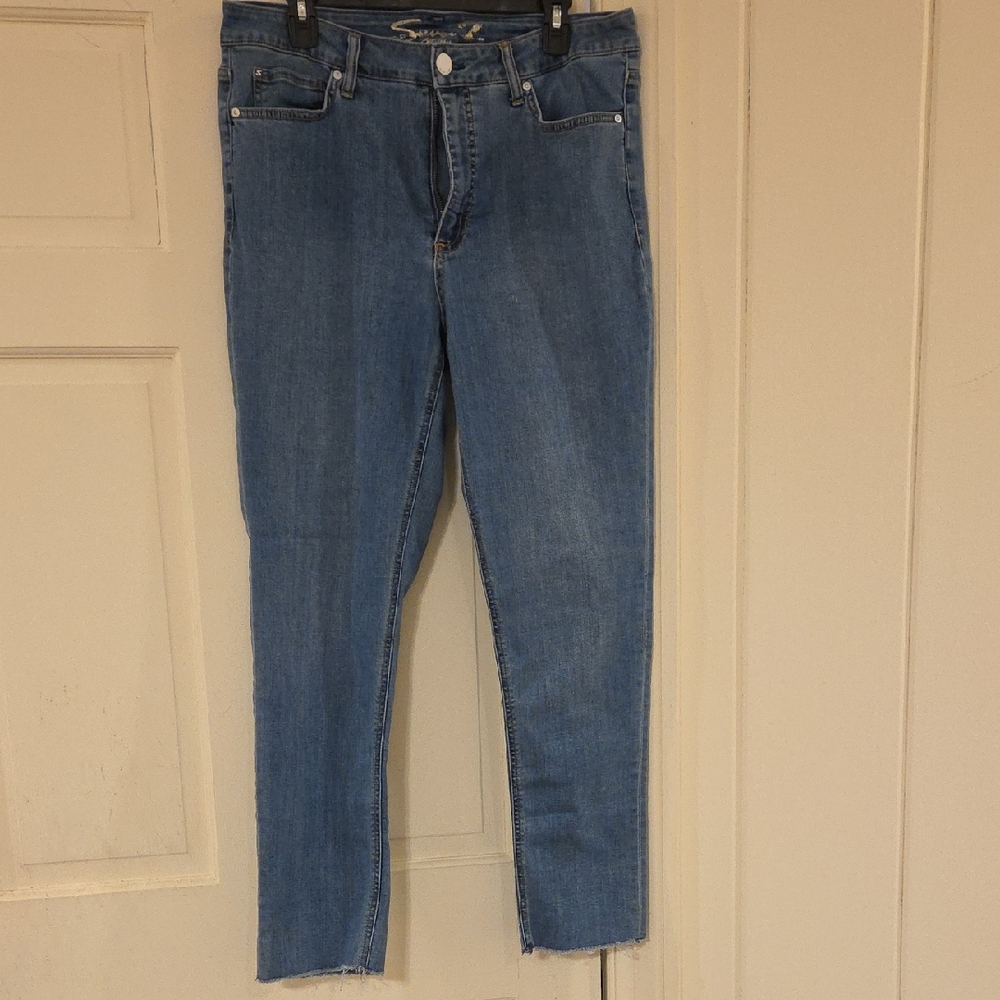 Seven7 Straight Slim Raw Hem Sz 14 Women's Jeans